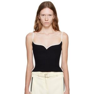 Paris Georgia Heart Singlet, Black with White Trim